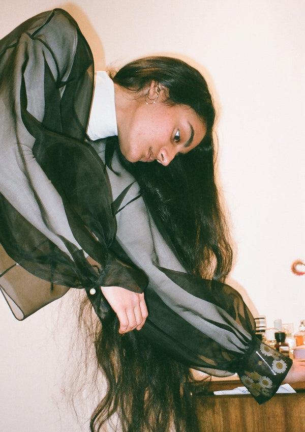 Dauphinette Midnight Claude Silk Organza Top