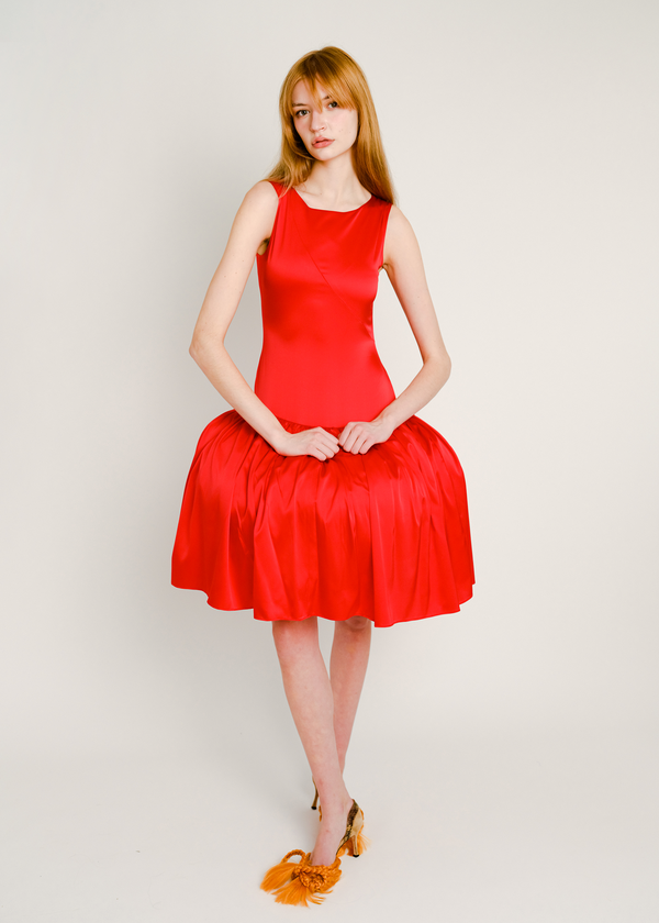 Dauphinette Patty Dress In Red Silk Dresses