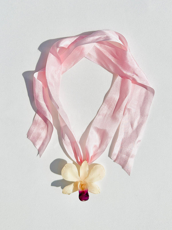dauphinette Porcelain Orchid Silk Choker Jewelry