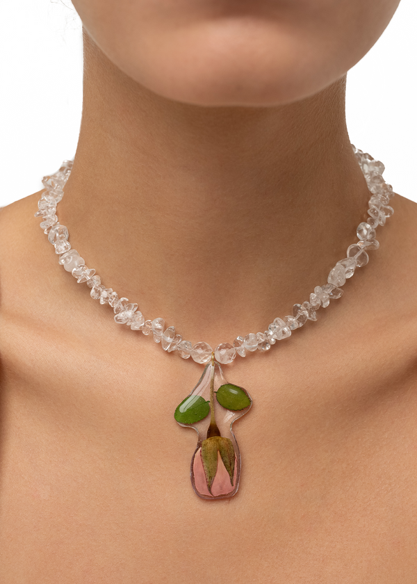 Dauphinette Rose Quartz Crush Necklace Jewelry