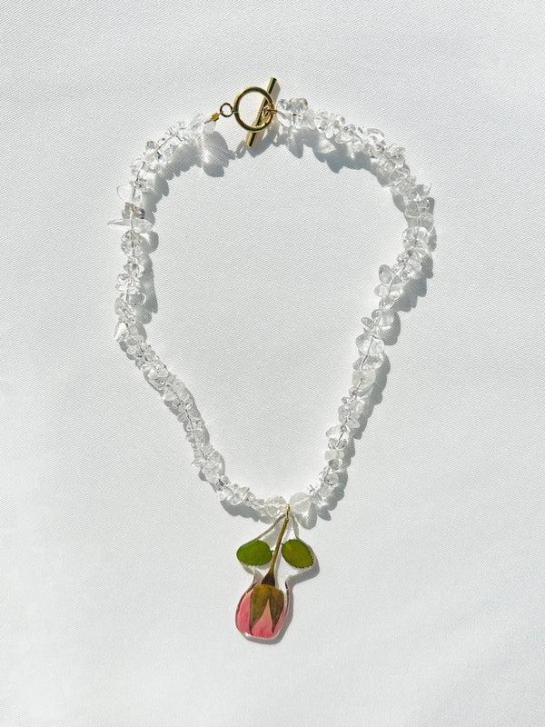 dauphinette Rose Quartz Crush Necklace Jewelry