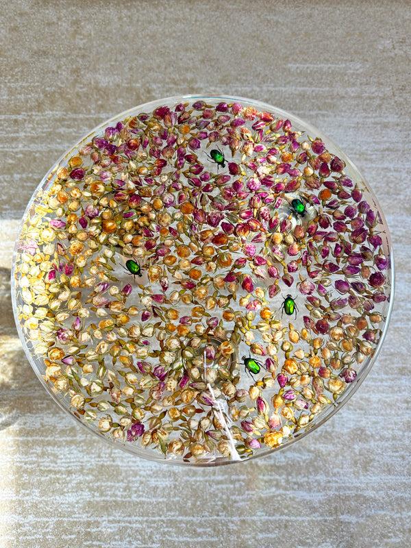 Dauphinette Rosebud & Beetle Side Table