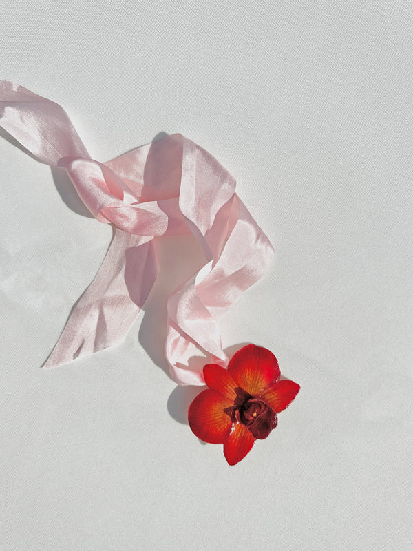 Dauphinette Rosy Orchid Silk Choker Jewelry