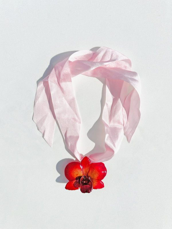 dauphinette Rosy Orchid Silk Choker Jewelry