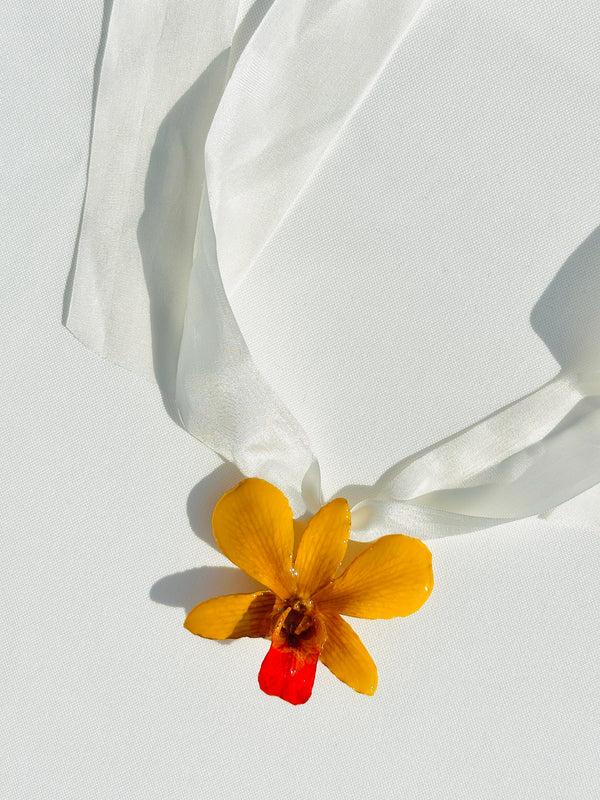Dauphinette Sundrop Orchid Silk Choker Jewelry