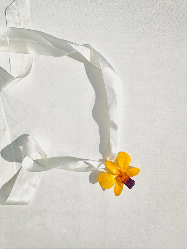 Dauphinette Sunshine Orchid Silk Choker Jewelry