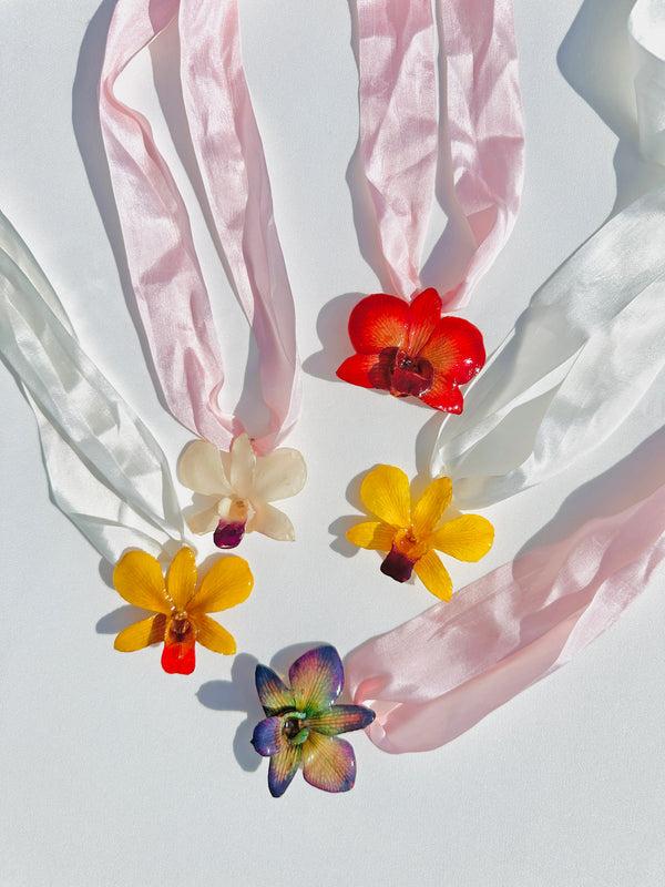 Dauphinette Sunshine Orchid Silk Choker Jewelry