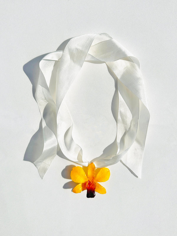 dauphinette Sunshine Orchid Silk Choker Jewelry