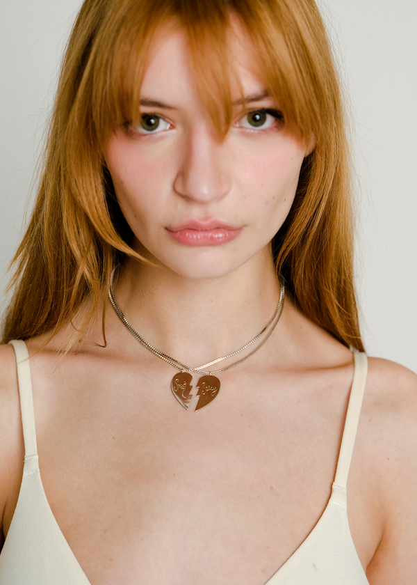 Dauphinette Happy Hearts Necklace Pair In Sweet/Spicy Silver Necklaces