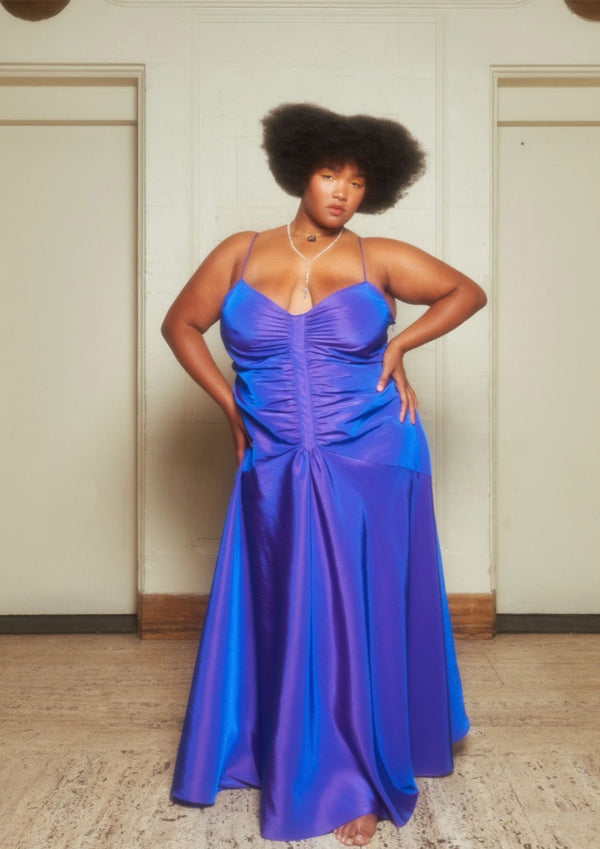 dauphinette Hattie Dress in Iridescent Purple Taffeta Dresses