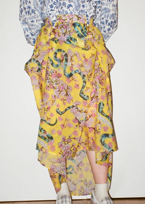 Dauphinette Hitched Skirt In Electric Cherry Blossoms Skirts