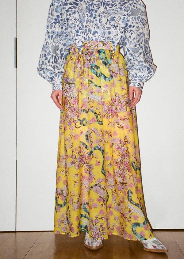 Dauphinette Hitched Skirt In Electric Cherry Blossoms Skirts