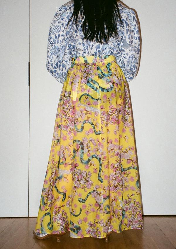 Dauphinette Hitched Skirt In Electric Cherry Blossoms Skirts