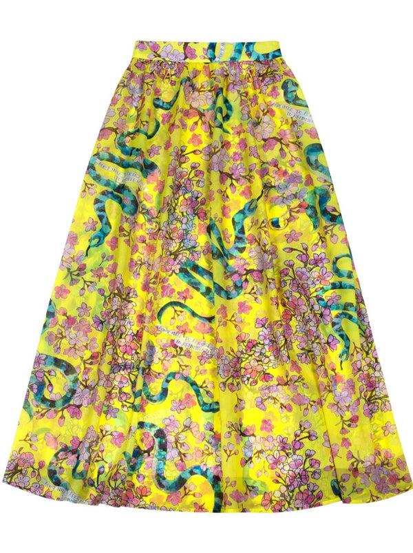 dauphinette Hitched Skirt in Electric Cherry Blossoms Skirts