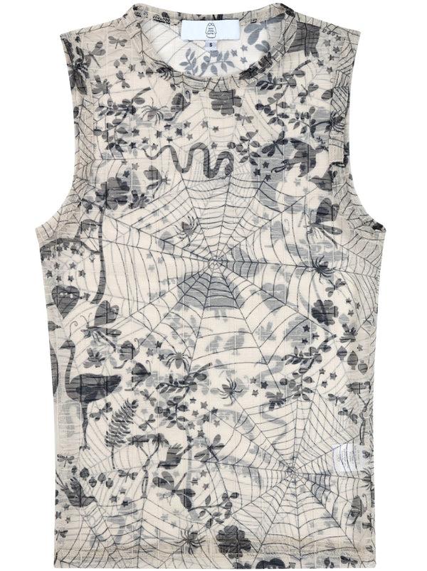 dauphinette Olive Tank in Ivory Cobweb Mesh Shirts u0026 Tops