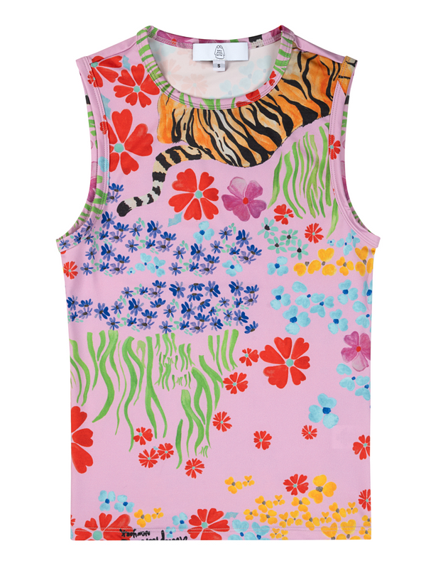 dauphinette Olive Tank in Tiger Blooms Shirts u0026 Tops