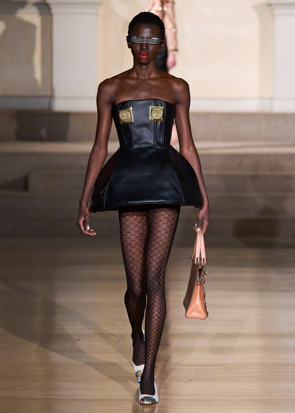 Dauphinette Push & Pull Leather Lampshade Corset Dresses