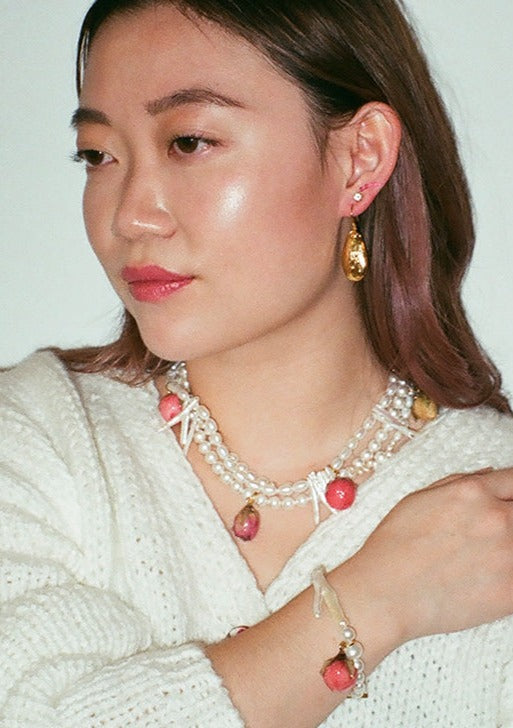 Dauphinette Rosewater Spritz Triple Strand Necklace Necklaces