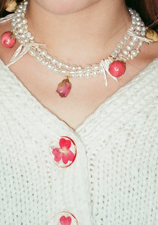 Dauphinette Rosewater Spritz Triple Strand Necklace Necklaces