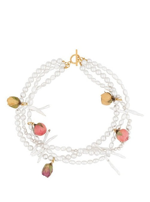 dauphinette Rosewater Spritz Triple Strand Necklace Necklaces