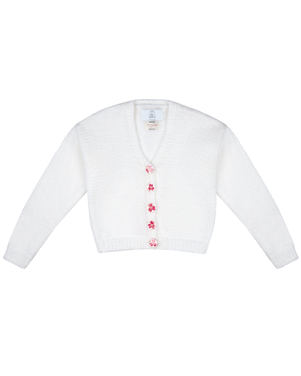 dauphinette Snow Flora Cardigan with Heart Rose Petal Buttons Shirts u0026 Tops