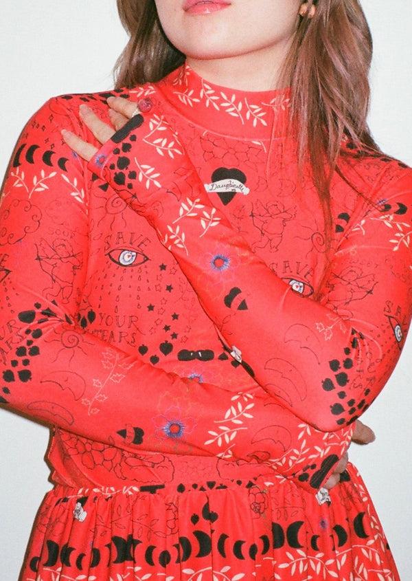 dauphinette Sophia Turtleneck in Flame Tattoo You Shirts u0026 Tops