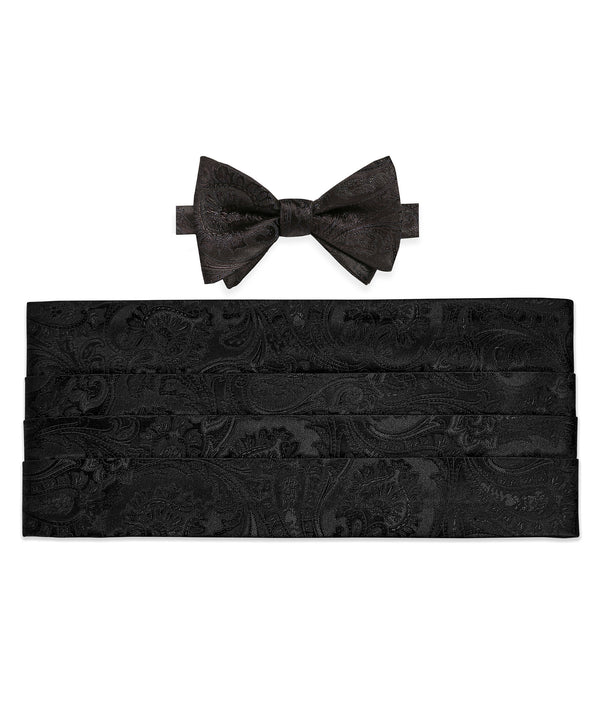 david donahue CH07587002 | Black Paisley Self-Tie Bow Tie & Cummerbund Set Accessories