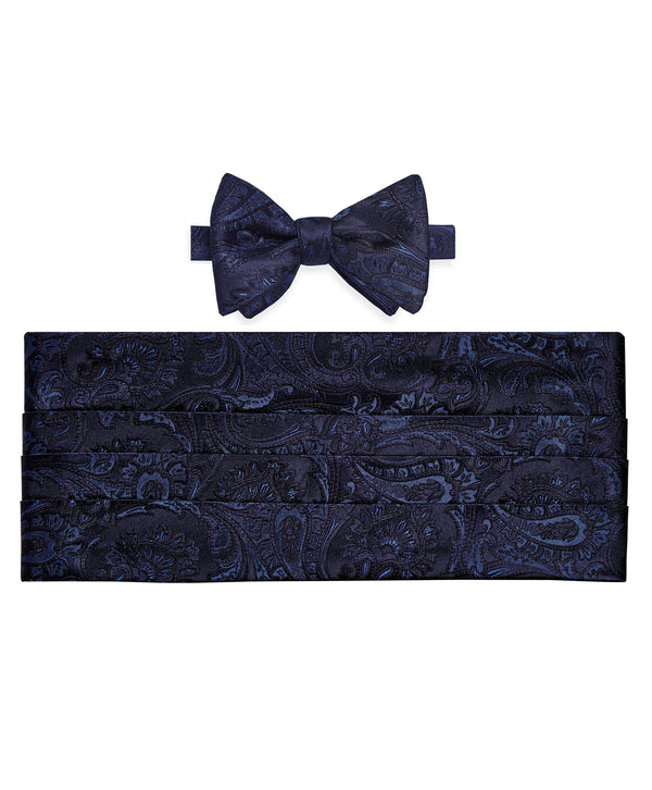 david donahue CH07587412 | Navy Paisley Self-Tie Bow Tie & Cummerbund Set Accessories