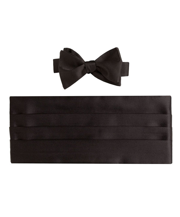 david donahue CH100001 | Black Satin Self-tie Bow Tie & Cummerbund Set Accessories