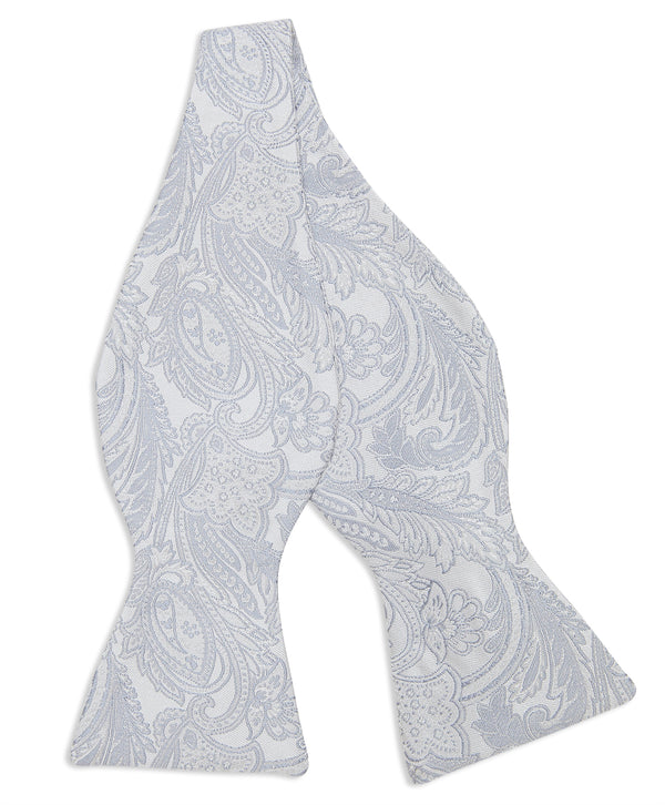 David Donahue CH2593044 | Silver & White Paisley Self-tie Bow Tie & Cummerbund Set Accessories