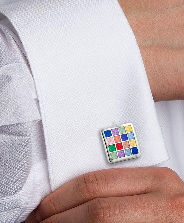 David Donahue CL020302 | Multi Color Checkerboard Cufflink Accessories