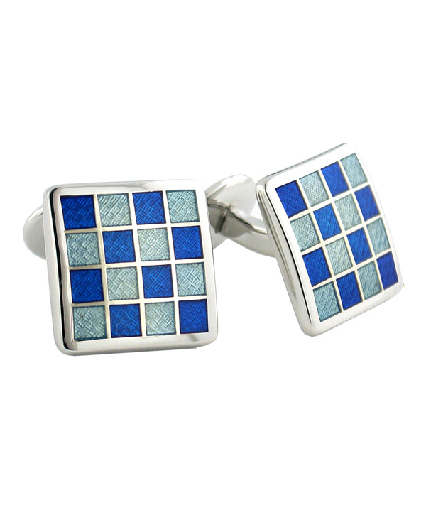 david donahue CL020402 | Sterling Checkerboard Blue & Light Blue Cufflinks Accessories