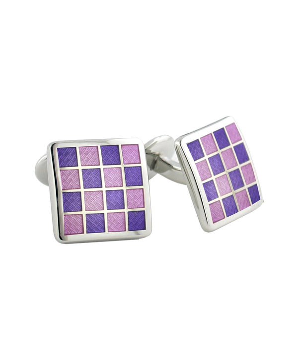david donahue CL020502 | Sterling Checkerboard Violet & Light Purple Cufflinks Accessories
