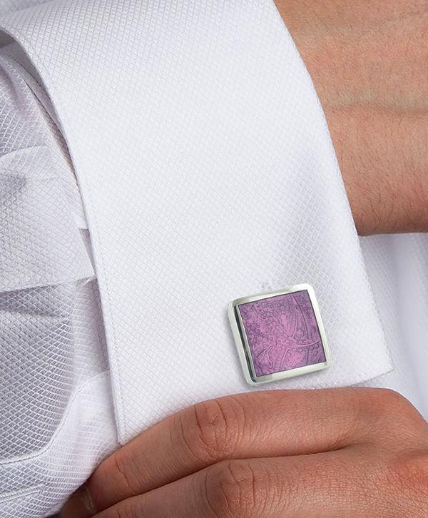 David Donahue CL030202 | Sterling Silver Paisley Light Purple Cufflinks Accessories