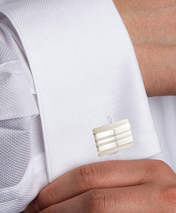 David Donahue CL063102 | Sterling Silver Lined Rectangle Cufflinks Accessories