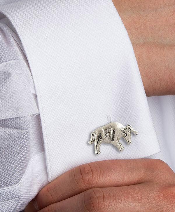 David Donahue CL128402 | Sterling Silver Bull & Bear Cufflinks Accessories