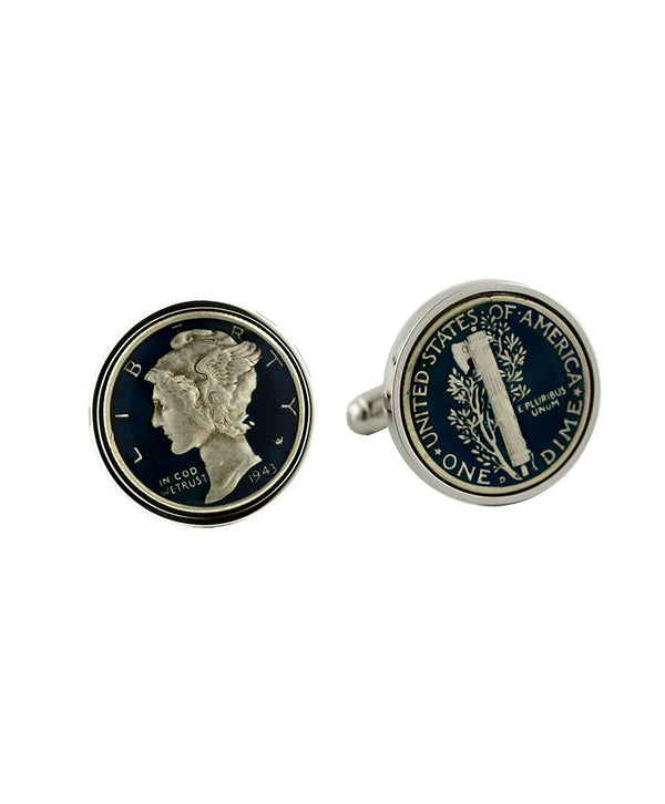 david donahue CL507802 | Sterling Silver Blue Dime Cufflinks Accessories
