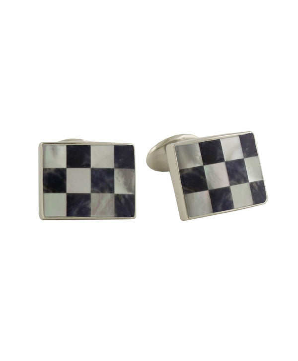 david donahue CL548702 | Sodalite and Mother of Pearl Checkerboard Cufflinks Accessories