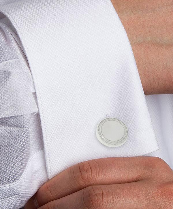 David Donahue CL563702 | Engravable Round Sterling Silver Cufflinks Accessories