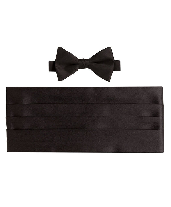 david donahue CP100001 | Black Satin Pre-tied Bow Tie & Cummerbund Set Accessories
