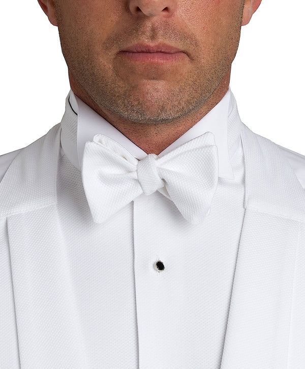 David Donahue HT8110110 | White Pique Self-tie Bow Tie Accessories