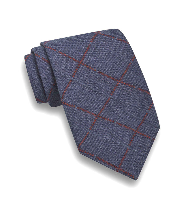 david donahue NTR09084423 | Blue Wool Plaid Print Tie Accessories