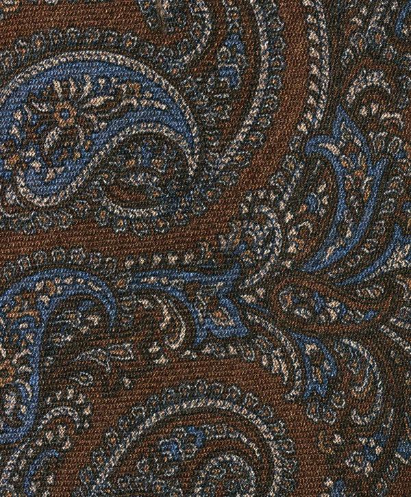David Donahue NTR09595212 | Chocolate Wool Paisley Print Tie Accessories