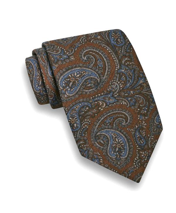 david donahue NTR09595212 | Chocolate Wool Paisley Print Tie Accessories