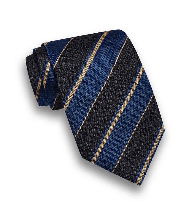 david donahue NTR09995423 | Blue & Charcoal Melange Stripe Tie Accessories