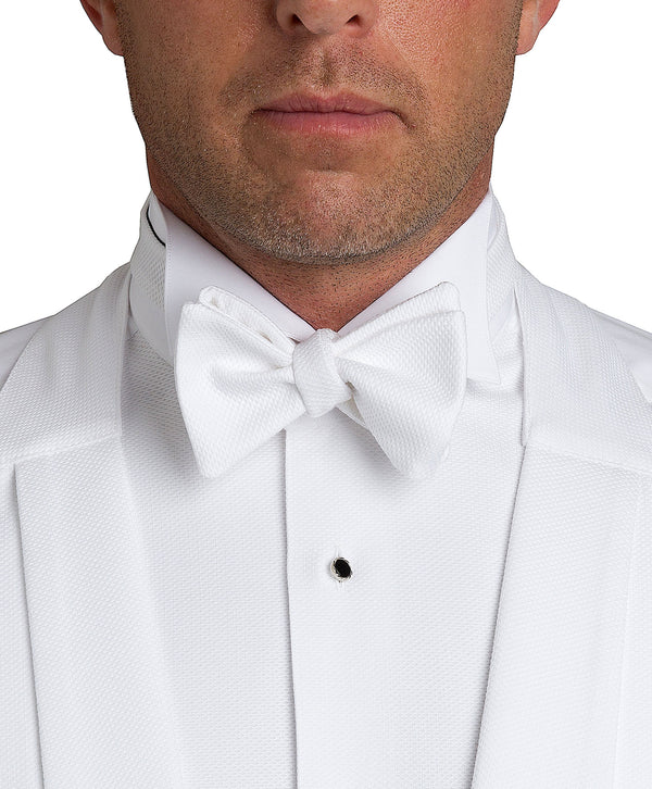 David Donahue PT8110110 | White Pique Pre-tied Bow Tie Accessories