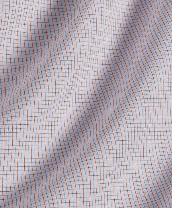 David Donahue RBSP10801487 | Blue & Orange Dobby Micro Check Dress Shirt Shirt