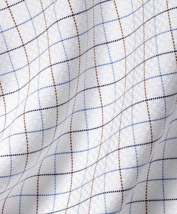 David Donahue RBSP10804124 | White & Dune Tattersall Check Dress Shirt Shirt