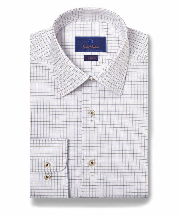 david donahue RBSP10804124 | White & Dune Tattersall Check Dress Shirt Shirt