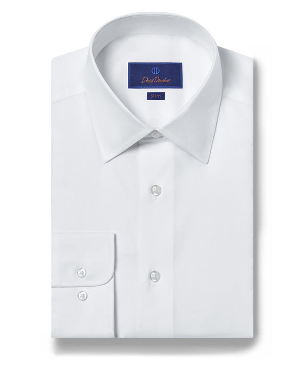 david donahue SBCSW4130110 | White Super Fine Twill Dress Shirt Shirt